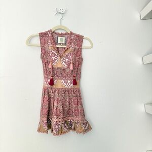 Bell floral boho smocked waist girls dress sz 6